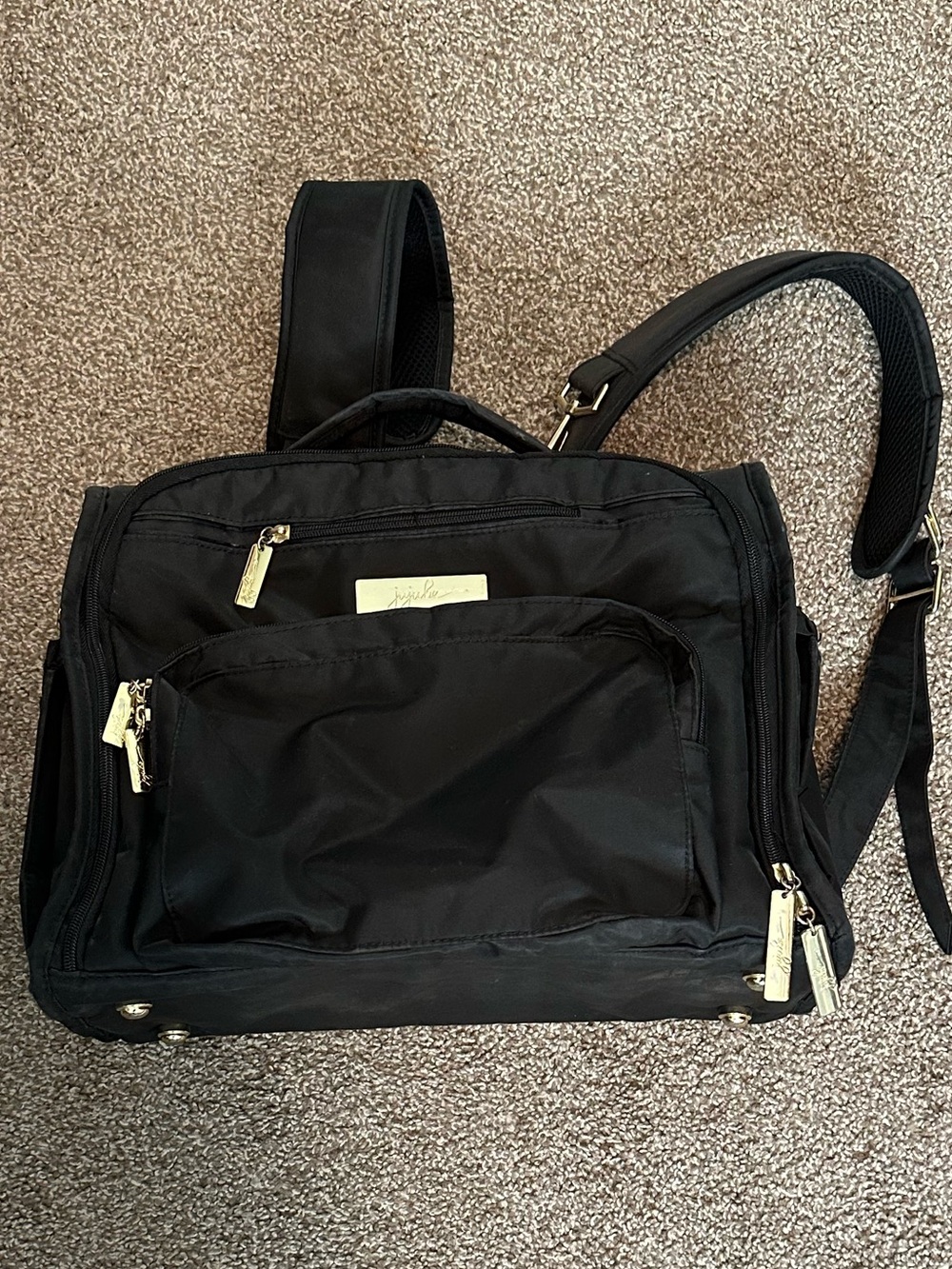 JuJuBe Black Convertible Diaper Bag Backpack Messenger Tote